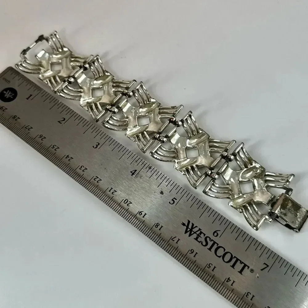 Coro vintage wide ornate silver tone bracelet